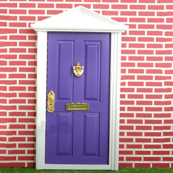 1:12 Masto Miniatiūriniai Lėlių Medienos Pasakų Durų Knocker Doorplate Lock Dekoro 40JC