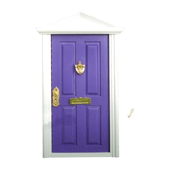 1:12 Masto Miniatiūriniai Lėlių Medienos Pasakų Durų Knocker Doorplate Lock Dekoro 40JC
