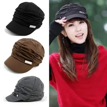 1 Vnt Moterų Žiemos Skrybėlę Saldus Plisuotos Sluoksnių Beretė Žiemą Šiltas Vėjo Beisbolo Kepurė Mergaitėms Atsitiktinis Skrybėlę Vyrams