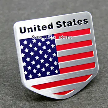 1 Vnt automobilių auto Amerikos JAV vėliava shiled emblema lipdukas metalo ženklelis decal 50*50mm Automobilių Stilius