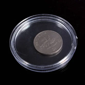 10 vnt Maži, apvalūs skaidraus plastiko monetų kapsulės dėžutėje 26mm