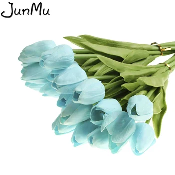 10VNT PU Tulpės, Dirbtinės Gėlės Nekilnojamojo touch artificiales para decora mini Tulpių Namų Vestuvių dekoravimas Gėlėmis