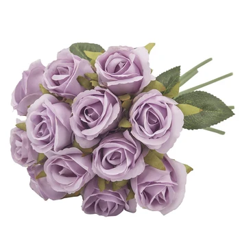 12 Vnt Rožių Gėlių Šilko Nekilnojamojo Touch Netikrą Gėlės Modeliavimas Gėlę Sode Šalies Apdaila