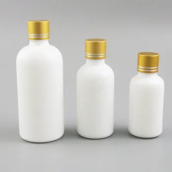 12 X Aukštos Kokybės Daugkartiniai Natūralios Baltos spalvos Stiklo Butelis Su Juoda Aukso, Sidabro, Aliuminio Dangteliu ir PE Lašas 30ml 50ml 100ml