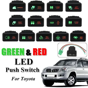 12V Žalia LED Stumkite Jungiklį 5 Pin Išjungimo Mygtukas Lazerio w/Jungties Laidą 