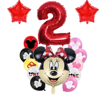 14pcs/daug Mickey Minnie Gimtadienio animacinių filmų pasaulinės skaičius Vaikų, Oro Latekso balionas Baby Shower Dovana