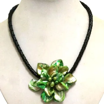 18 cm Natūrali Oda Laido Viena Žalioji Shell Gėlių Moterims, Rankų darbo Nuotaka Perlų Vėrinį