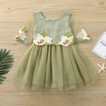 18Months-6Years Naujas Siuvinėjimo, spausdinimo Kūdikių Vasaros Mergaitės Aplikacijos Princesė Dress Vaikų Tutu Akių Drabužius suknelė mergaitėms M4