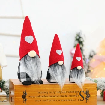 1PC Kalėdų Namuose Pliušinis Papuošalai Pilka /Red Hat Beveidis Lėlės Ilgai Barzdotas Ilgai Pynimo Elf Darbastalio Apdaila Lėlės