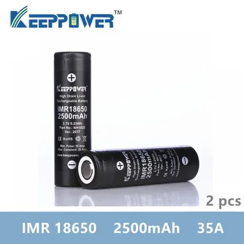 2 vnt Originalus KeepPower IMR 18650 baterijos 2500mAh 35A max išleidimo li-ion maitinimo baterija 3.7 v batteria lašas laivybos