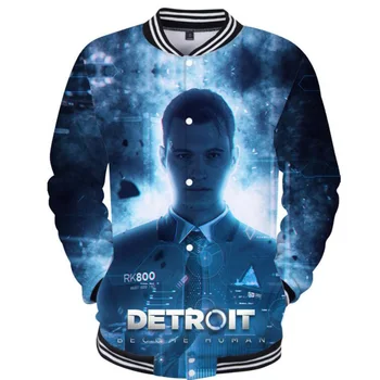 2018 Karšto Naujas Žaidimas Žaidimas Detroitas: Tapti Žmogaus Connor beisbolo striukė Vyrams, Moterims detroit RK800 3D hoodie Palaidinės Juokinga drabužiai