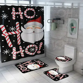 2019 Naujausias Karšto Modernaus Vonios Kalėdų Dušo Užuolaidos 3pcs Kilimėlis Nustatyti Tualeto Dangčio Kalėdos Vonios Reikmenys