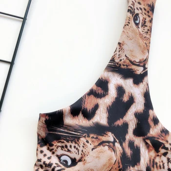 2020 Nauja Seksuali Leopardas Spausdinti Swimsuit Moterys Vienos Pečių Bikini Komplektas Tvarstis Moterų Maudymosi Kostiumą Plaukimo Kostiumas Moterims Biquini
