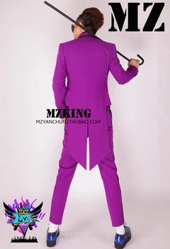 2020 m. vyrų mados Klubo vyrų dainininkas DJ Europoje, Amerikoje violetinė oficialų kostiumą, suknelę