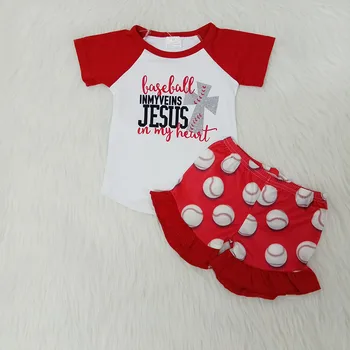 2020 metų vasaros new boutique vaikas apranga kūdikis Jėzus Velykų spausdinti viršuje Beisbolo šortai apranga dviejų dalių apranga mergina drabužių rinkinys