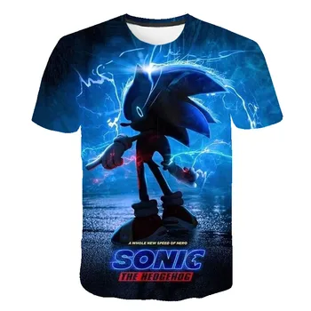 2021 Mielas 3D Sonic the Hedgehog Marškinėliai vaikams drabužių Vasaros Trumpas Spausdinti Animacinių filmų t-marškinėliai Berniukams, Kietas Paauglys, Vaikų Viršūnės