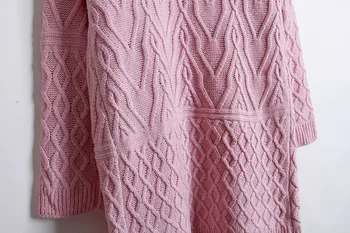2021 Moteris Ilgai Skirsnis Laisvas Megztinis Megztinis Twist Granulių Slim ilgomis rankovėmis Megztiniai moteriški Drabužiai Vestidos MMY17148