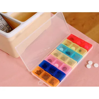 21 Skyrelio Skaidri Spalva Tuščią plastikinę Dėžutę Pill Tabletės Savaitės 7 Dienas 3-eilutėje Dėklas Saugojimui Atveju Medicina Organizatorius