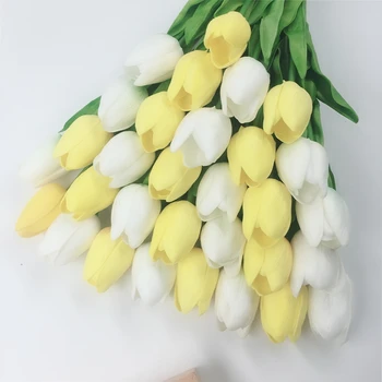 21pcs 31pcs tulpių pu gėlių nekilnojamojo touch vestuvių gėlių puokštė dirbtinės augmenijos namų Gimtadienio apdaila