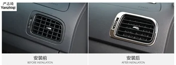2vnt/aikštelė, Automobilių lipdukai, Nerūdijančio plieno, priekiniai abiejų pusių oro kondicionierius lizdo apdaila 2011-2017 Volkswagen VW POLO