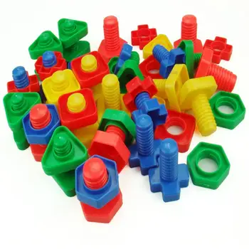 3 Varžtą, statyba blokai plastiko įterpti blokus, riešutų forma žaislai vaikams Švietimo Žaislai montessori modeliai WYQ