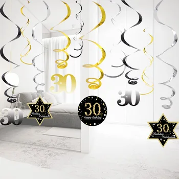30-ojo Gimtadienio Dekoracijas, Juoda Aukso Indai su Gimtadieniu Reklama 30 Metų Jubiliejų Temą Vestuvių Dekoro Prekes