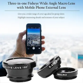 360 Laipsnių Pasukti Ryklio Uodegos Formos Įrašą Fotoaparato Objektyvas Rinkiniai Universalus 180 Laipsnių Žuvų Objektyvas 0.65 X Plataus Kampo 10X Macro Objektyvas