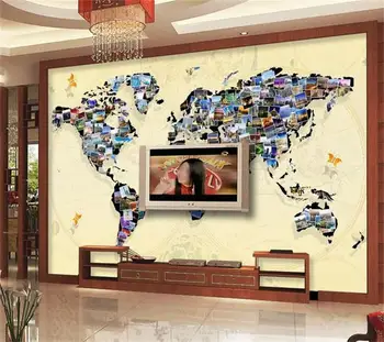 3d kambario tapetai pasirinktinius nuotraukų freskomis neaustinių siena lipdukas kambarį Pasaulio Turizmo Žemėlapį Foto freskomis tapetai sienos 3d