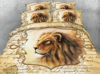 4/6pcs liūtas lova padengti nustatyti vaikams suaugusiųjų Vieną visiškai Queen ' Super King size lova lakštai 3d pakratai dvigulė lova ir patalynė