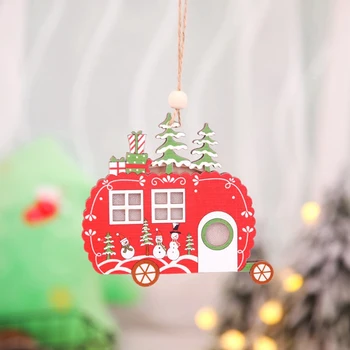 4 VNT Kalėdų Dažytos Medžio Pakabukas Kalėdos Mediniai Papuošalai LED Kabo Dekoro Atostogų Kalėdos Šalies Namų Puošybai