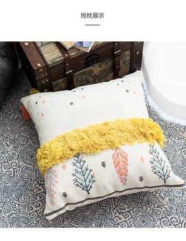 45x45cm Bohemijos geltona siūtinės pūkinės pagalvėlės dangtis užvalkalas sofa medvilnės drobės pagalvę padengti namų dekoro aikštėje pagalvės užvalkalą