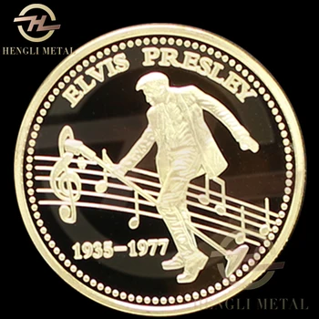 5 vnt./daug 40mm JAV Dainininkė 1935-1977 Elvis Presley, Monetų Karalius Rock N' Roll 24K Aukso Suvenyrų Kolekcionavimas Iššūkis Monetos