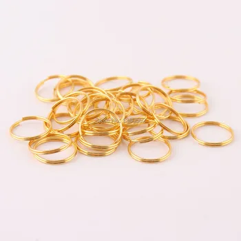 500PCS kaip 14mm Aukso spalvų, Žiedą, raktų žiedas Apvalios Formos Split Ring 