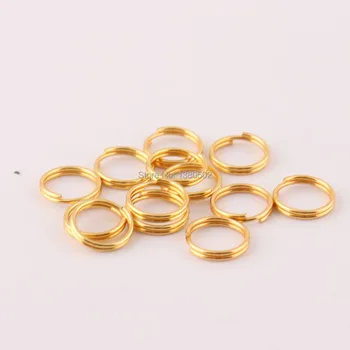 500PCS kaip 14mm Aukso spalvų, Žiedą, raktų žiedas Apvalios Formos Split Ring 