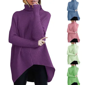 #52 Mados Moterų Atsitiktinis O-kaklo Golfo vientisos Spalvos ilgomis Rankovėmis Megztinis Megztinis Elegantiškas Moterų Žiemos Mujer Suéteres