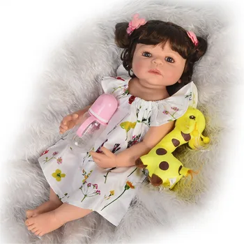 55cm Full Silikono Kūno Reborn Baby Doll Žaislas Mergina Vinilo atgimsta bamblys Princesė bebe Gyvas atgimsta Boneca Maudytis Žaislą Dovanų