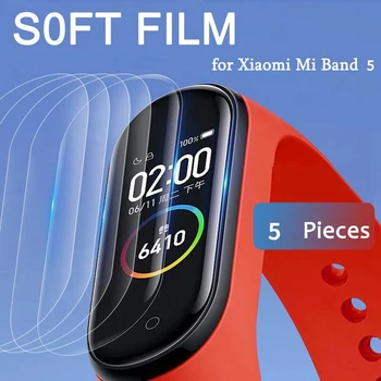5VNT TPU Nano Pilnas draudimas Sn Raštas Filmas Xiaomi Mi Juosta Smart 5 Apyrankės Apyrankių Apsauginis Stiklas Filmai