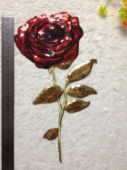 5vnt 13*33cm Naujas mados blizgančiais didelių rožių siuvinėjimo pleistras medžiaga lipdukai siūti moterys 's drabužių ilgai lipdukai pleistras SC702