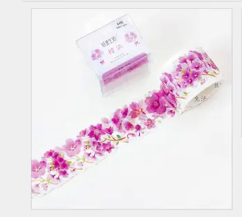 64Pcs/Roll Japonijos Sakura sakura ryškiomis rausvos spalvos gėlėmis washi tape 