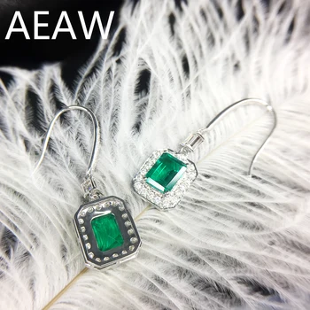 AEAW Kietas 14 KARATŲ Balto Aukso 4ctw AAA Lab Išaugo Kolumbijos Smaragdas 