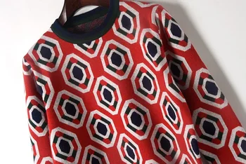 Aoshe Megztiniai Megztinis Džemperis Moterims 2018 Naujų Dizainerių Geometrinių Spalvų Bloko Žiemos Pagrindinio Atsitiktinis Vintage Megztinis Jersey mujer