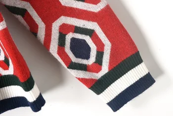 Aoshe Megztiniai Megztinis Džemperis Moterims 2018 Naujų Dizainerių Geometrinių Spalvų Bloko Žiemos Pagrindinio Atsitiktinis Vintage Megztinis Jersey mujer