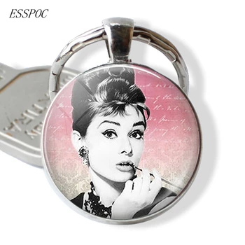 Audrey Hepburn Meno Tapybos Keychain Pakabukas Raktų Grandinės Raktų Pakabukai Raktų Pakabuku, Filmo Gerbėjai Dovana