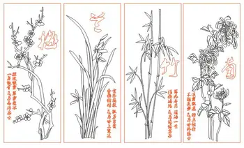 Augalai bambuko DXF CAD brėžinys failą cnc lazerinis pjovimas, graviravimas, T8