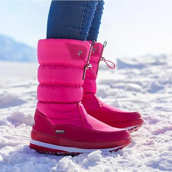 Aukštos Kokybės Moterų Batai 2019 žiemą Šiltas pliušinis batus neslidžiais Vandeniui platforma Sniego batai Baltos Žiemos Batai Moterims
