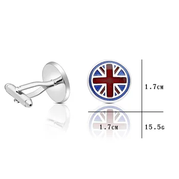 Aukštos kokybės metalas verslo rankogalių segtukai, mažmeninės 1 pora, didžiosios Britanijos vėliava rankogalių segtukai, vyriški ilgomis rankovėmis marškinėliai emalio rankogalių segtukai papuošalai