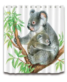 Australija Garsėja Koala padengia Vandeniui Vonios kambarys Dušo Užuolaidos Linijinės Poliesterio Audinio Vonios Užuolaidų 12 Kabliukų
