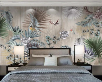 Beibehang Foto tapetai, freskos ranka-dažytos Augalų lapai mados 3d kambarį tyrimą, TV foną, sienos 3d tapetai tapety