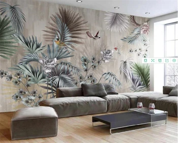 Beibehang Foto tapetai, freskos ranka-dažytos Augalų lapai mados 3d kambarį tyrimą, TV foną, sienos 3d tapetai tapety