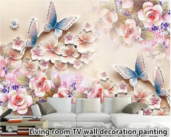 Beibehang Mados didelis dekoratyvinis dažymas tapetų trimatis gėlės paramos freskos TV foną 3d tapetai tapety